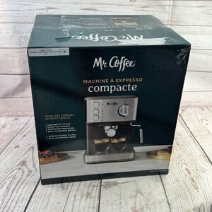 Mr. Coffee 15 Bar Compact Espresso Maker Steam Wand Stainless Steel Black